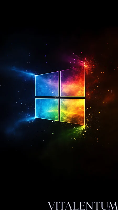 Windows-style quadrants display colored nebula textures