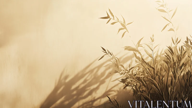 Sunlit plant shadows drift across warm neutral wall