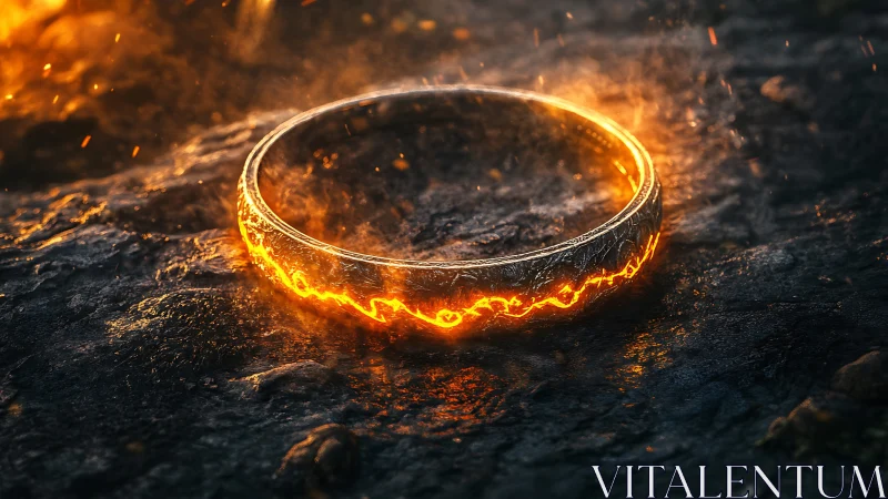 Incandescent ring rendered with volumetric fire effects and subsurface scattering illumination
