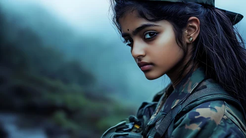 Mistbound cadet studies the horizon with quiet, fierce resolve