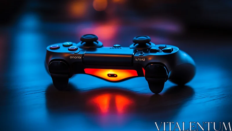 Illuminated Gaming Controller With Neon Accents.