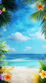 Tropical Coastal Paradise Composition with Chromatic Saturation.