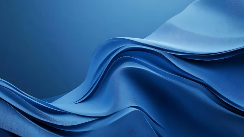 Flowing abstract blue fabric waves in digital 3D art style.