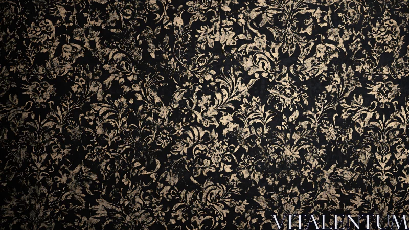 Ornate gold floral pattern gently glows on deep black