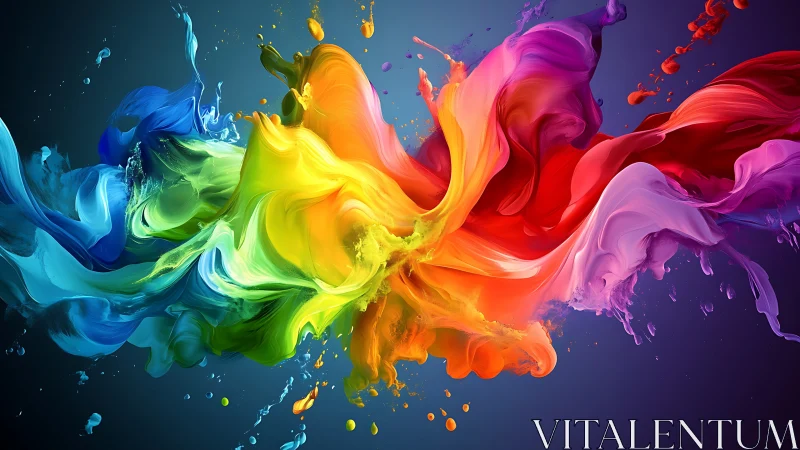 High-energy multicolor fluid splash rendered with dynamic motion blur