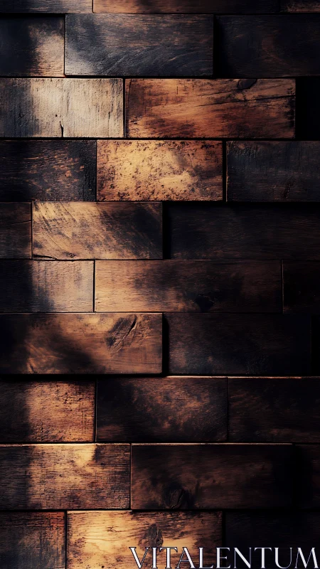 Charred timber block cladding under directional raking light.