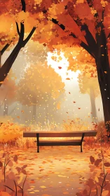 Autumn leaves rehearse quiet choreography around the bench