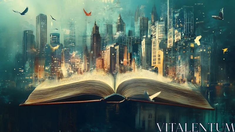 Open storybook unleashes luminous futuristic cityscape.