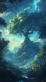 Celestial World Tree: Ethereal Fantasy Landscape