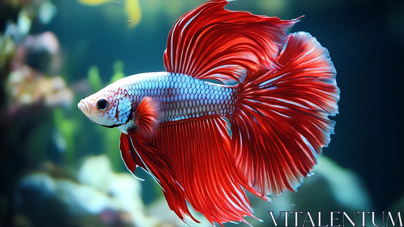 Crimson betta unfurls silk fins like underwater fireworks