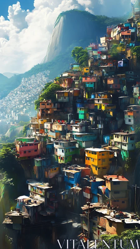 Vertical favela cityscape stacks saturated modular housing