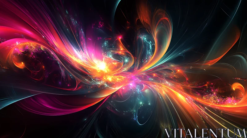 Vibrant cosmic energy bloom radiates across deep space