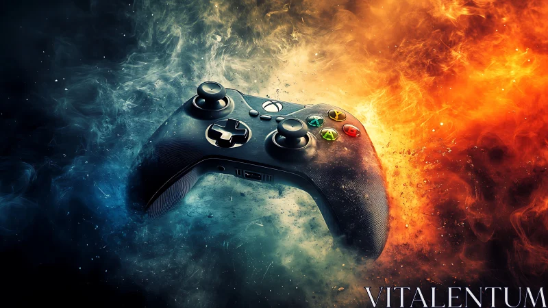 Gaming Controller Engulfed in Fire and Ice
