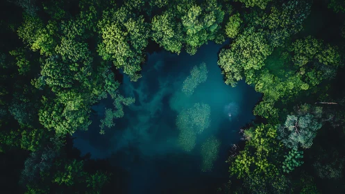 Tranquil Forest Pool: Nature's Peaceful Green Sanctuary.