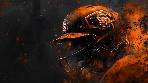 Fiery football helmet glowing with bold game day energy.