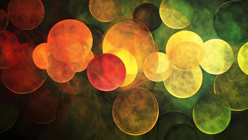 Vibrant abstract circles in warm yellow and orange tones, digital art.