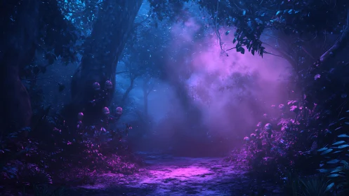 Enchanted Forest Glows With Ethereal Violet Light