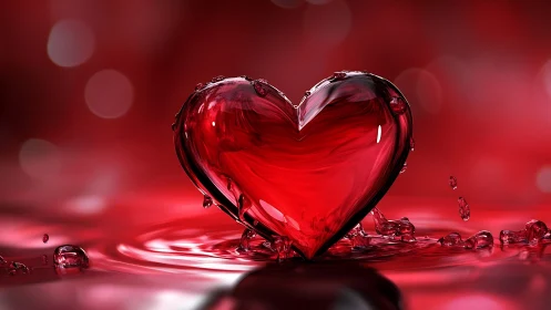Crimson Heart Erupts in Liquid Passion