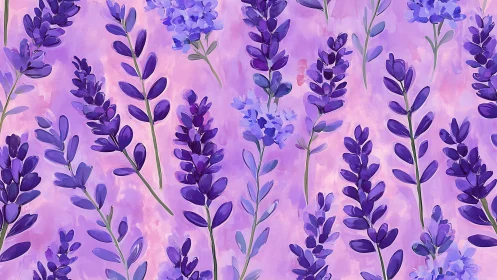 Purple Lavender Flowers Against Pink Gradient Background.