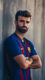 Portrait of confident footballer in shallow depth-of-field study.