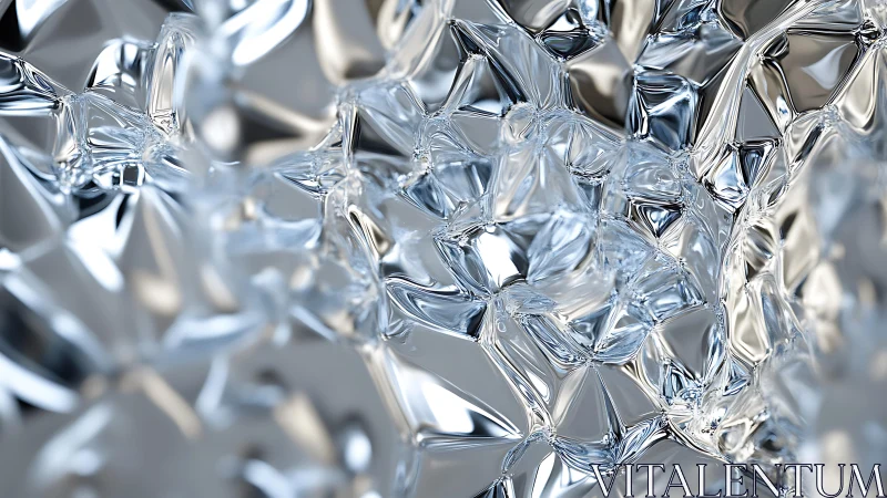Abstract close-up of crumpled reflective silver foil in modern style.