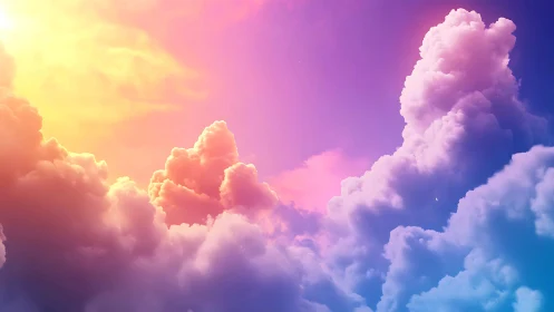 Colorful sunset clouds in vivid pink, purple, and gold sky.