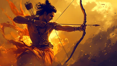 Sun-forged archer carves a blazing path through stormfire