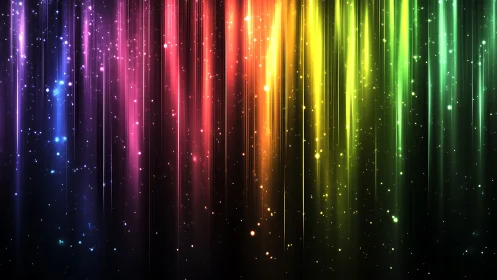 Vertical multicolor light streaks on dark abstract background.
