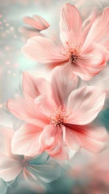 Hyper-Rendered Floral Arrangement: Soft-Focus Gradient Pink Petals.