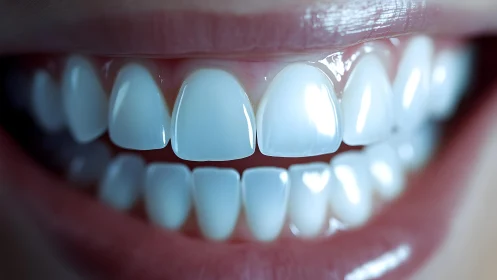 Close-up of Perfectly White Teeth in High-Definition Style.