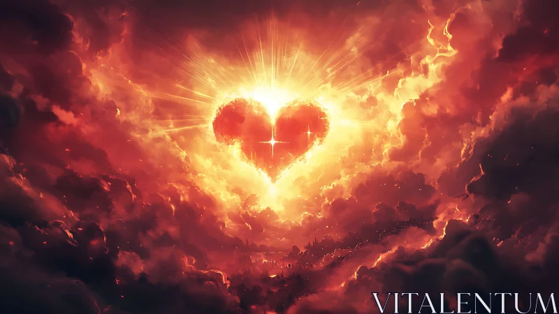 Radiant Sacred Heart Surrounded by Celestial Fire and Light.