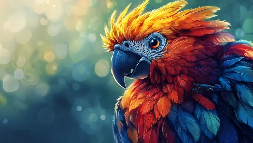 Vibrant Parrot Portrait in Lush Digital Art Style.