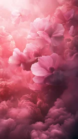 Pink Flowers Dissolve Into Vapor Clouds.
