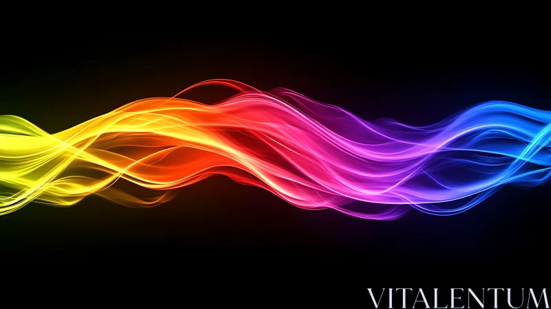 Liquid neon ribbons glide through darkness like quiet music