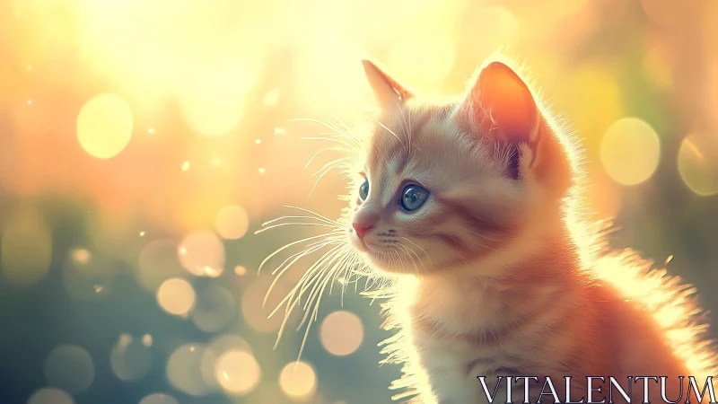 Golden-Eyed Kitten Basking in Warm Sunlight.