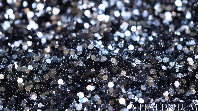 Shimmering Silver and Black Glitter Macro Abstract Background.