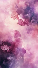 Soft dusk clouds blooming in watercolor pink and violet.