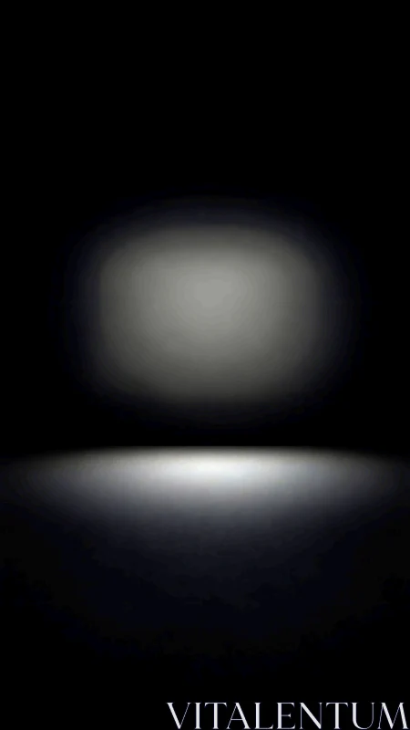 Elliptical spotlight beam over reflective black studio floor