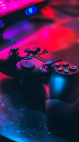 Gaming Controller Under Neon Lighting