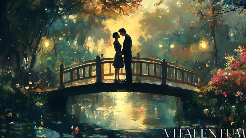 Moonlit Romance Blooms Beneath Arching Bridge.