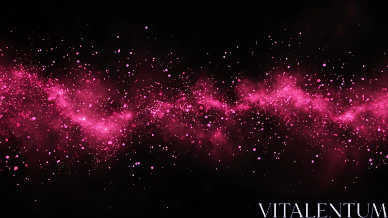 Pink nebula dust streak glows across deep black void