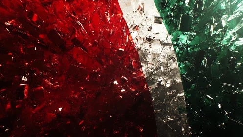 Shattered tricolor glass composition shows high-reflective refraction dynamics