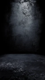 Textured concrete corner wall rendered in low key lighting study