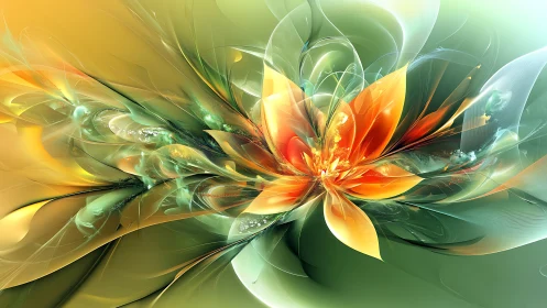 Glowing fractal blossom unfolding in soft green light.