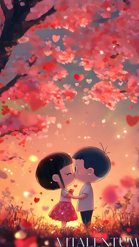 Two Hearts Bloom Under Cherry Blossom Fire