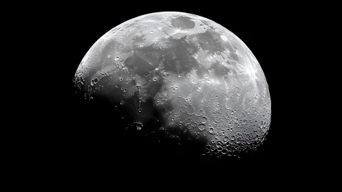 Crescent moon surface shows razor-sharp crater detail.