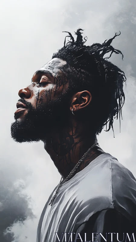 Profile portrait shows contemplative man under overcast sky