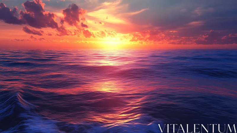 Radiant ocean horizon captures intense sunset color gradients