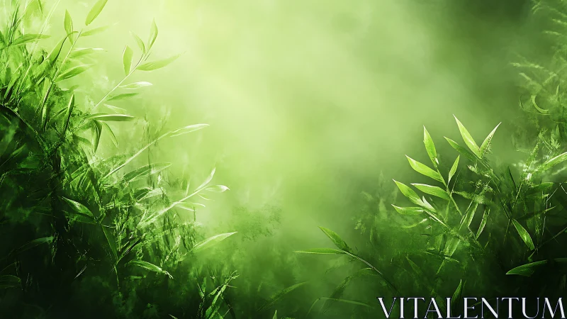 Diffuse green foliage rendered with layered atmospheric depth