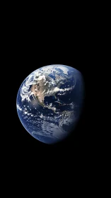 Earth viewed from space showing North America in sunlight